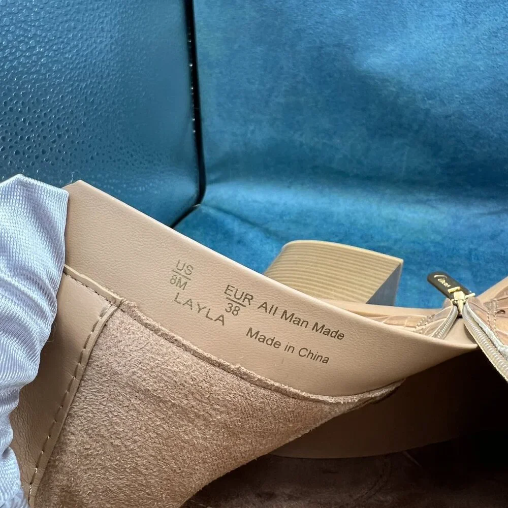 Circus by Sam Edelman Layla Caramel Brown Crocodile Embossed Boots - Picture 5 of 8